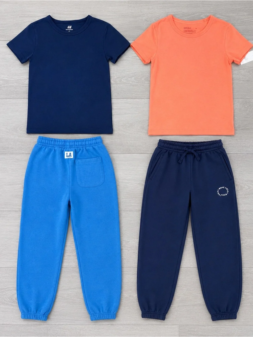 Zara H&M Cat & Jack Bundle 4T Blue Orange Shirts Joggers 4 Pieces